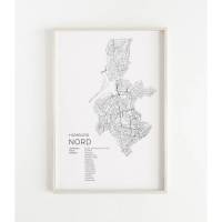 HAMBURG Nord Poster Map | Kunstdruck | hochwertiger Print | Hamburg | Stadtplan | skandinavisches Design Nord Karte Bild 1