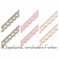 1 Meter Klöppelspitze, Spitzenband, rosa, grau, beige Bild 1