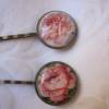 Cabochon Haarklammern mit Blumen 2er Set "Roses" romantisch Vintage Stil Hochzeit Taufe Bild 3