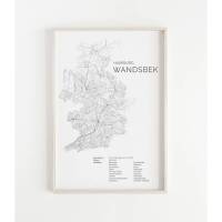 HAMBURG Wandsbek Poster Map | Kunstdruck | hochwertiger Print | | Stadtplan | skandinavisches Design Wandsbek Karte Bild 1