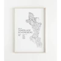BERLIN Tempelhof Schöneberg Poster Map | Kunstdruck | hochwertiger Print | | Stadtplan | skandinavisches Design Karte Bild 1