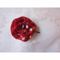 Haarklammer Rot mit weißen Punkten "Joie" Klammer Haarblume Stoffblume Haarblüte Polka Dots 50er Bild 1