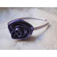 Haarreif Satin Blüte lila violett Haarblume "Helène" Stoffblume Haarschmuck festlich edel Bild 1
