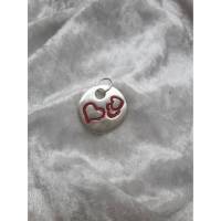 rundes Amulett rote Herzen aus 999 Silber, Trachtenschmuck Bild 1