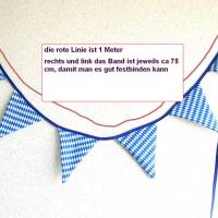 Stoffgirlande Wimpelkette 6 Wimpel weiß-blau, Girlande zum Bierfest, Bayernhochzeit, Stoffgirlande bayrisch, bayerisch, Bild 4