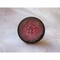 Verschnörkelter Cabochon Ring Motiv Rosa Blume "Pivoine" bronzefarben Vintage-Stil Antik-Look Geschenkidee Bild 1