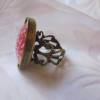 Verschnörkelter Cabochon Ring Motiv Rosa Blume "Pivoine" bronzefarben Vintage-Stil Antik-Look Geschenkidee Bild 2