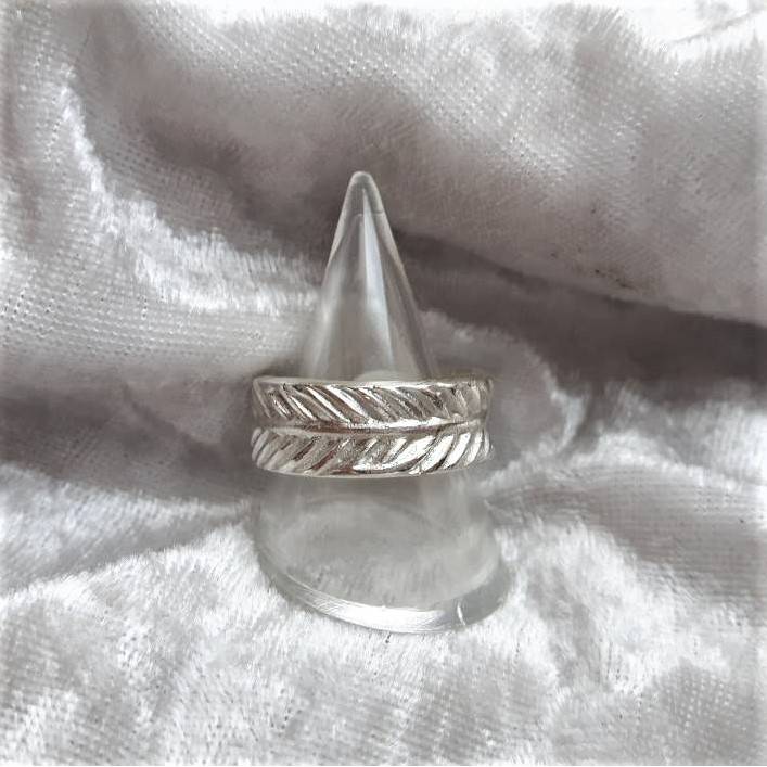 Silberring in Form einer Feder, 999 Silber, massiv, verstellbar Bild 1