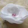 Braut Kopfschmuck weiß Stoffblume Haarklammer rosa Perle "Petite Rose" Hochzeit Brautschmuck Haarblume romantisch elegant festlich Taufe Bild 3