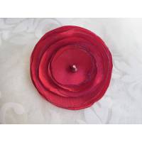 Stoffbrosche Anstecker Brosche Rot Violett "Flamme Rouge" Satin Organza Tango Flamenco Stoffblume Bild 1