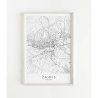 ZAGREB Poster Map | Kunstdruck | hochwertiger Print | Zagreb | Stadtplan | skandinavisches Design Zagreb Karte Bild 1