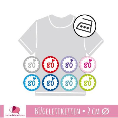 45 mini permanent Bügeletiketten | Herzchen - Größenetiketten - 2,0 cm Ø