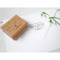 Hochzeitsstempel "save the date" mit Wunschnamen und Wunschdatum personalisiert, für die Hochzeitseinladung Bild 1