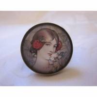 Jugendstil Cabochon Ring Motiv Frau "Apolline" verschnörkelt im Vintage-Stil Geschenkidee Bild 1