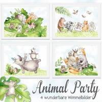 4 er Set Kinderzimmer Bilder Babyzimmer Bild Tiere Poster Waldtiere, Wildtiere Safari Kunstdruck A4 |SET 10 Bild 1