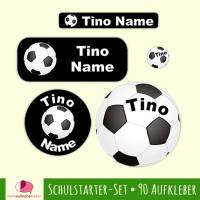 Schulstarter-Set | Fußball schwarz - 90 teilig, Namensaufkleber, Stifteaufkleber, Schuletiketten Bild 1