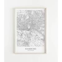 HAMBURG Poster Map | Kunstdruck | hochwertiger Print | Hamburg Stadtplan | wunderschönes skandinavisches Design Hamburg Karte City Map Bild 1
