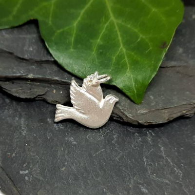 Anhänger Taube Friedenstaube aus 999 Silber, Geschenk für Kommunion, Konfirmation, Firmung, Hochzeit