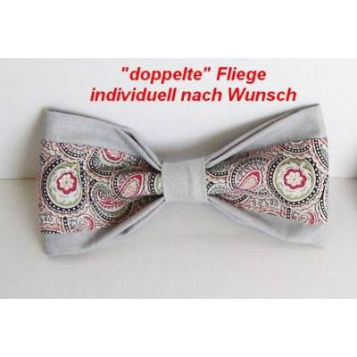 Fliege doppelte Männerfliege, Fliege mit Einstecktuch, Herrenfliege, Fliege mit Paisleymuster, gemusterte Fliege, Anzug