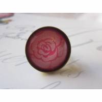 Cabochon Ring mit roter Rose "Carmen" bronzefarben verschnörkelt Antik Look Geschenkidee Bild 1
