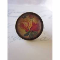 Cabochon Ring Rosen Motiv "Deux Roses" Vintage-Stil verschnörkelt Geschenkidee Bild 1