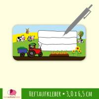 24 Heftaufkleber | Bauernhof - Schulaufkleber zum selbstbeschriften - 3,0 x 6,5 cm Bild 1