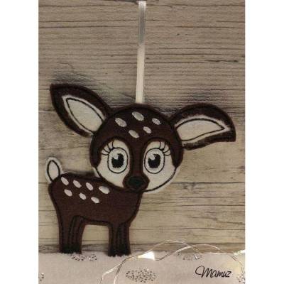 * ITH Anhänger,  Rehkitz mit grossen Augen *  Stickdatei, für die Weihnachtsdeko, 10 x 10 cm