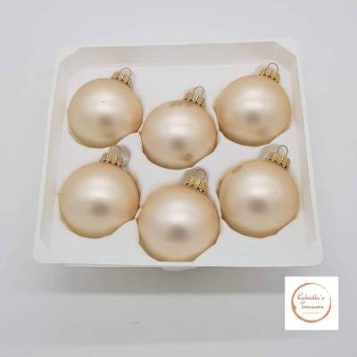 Vintage Glaskugeln zartcreme – 6 Weihnachtskugeln Christbaumschmuck Dekoration Advent