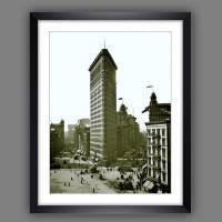 Flatiron Building New York -  Kunstdruck gerahmt 38 x 49 cm - Wandbild - gerahmte  Bilder - Vintage - Bild 1