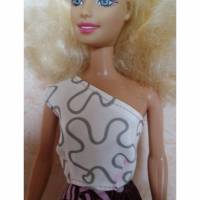 Barbie-Kleidung,  asymmetrischesTop, Bluse, Barbie-Top, Bluse für Barbiepuppe, Motivstoff Bild 1