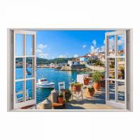 154 Wandtattoo Fenster - Mediterran Mittelmeer Toskana - in 5 Größen - Wandbild Wohnzimmer Schlafzimmer Küche Esszimmer Wanddeko Bild 1