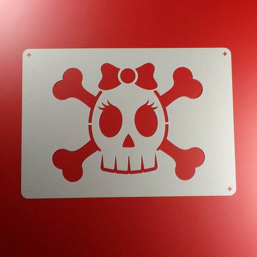Schablone Girlie Skull Totenkopf Schleife - BE42