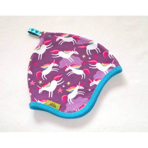 Wendemütze - Mütze - Wende-Zipfelmütze EINHORN/RINGEL - KU 44/46 - Einzelstück!
