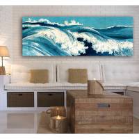 Ocean Waves Japanische Kunst abstrakt - Leinwandbild  -  Kunstdruck Reproduktion - Meer maritim Bild 1