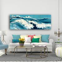 Ocean Waves Japanische Kunst abstrakt - Leinwandbild  -  Kunstdruck Reproduktion - Meer maritim Bild 3