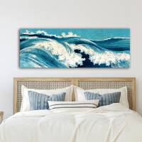 Ocean Waves Japanische Kunst abstrakt - Leinwandbild  -  Kunstdruck Reproduktion - Meer maritim Bild 6