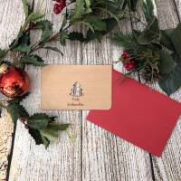 Weihnachtskarte aus Echtholz mit Umschlag "Frohe Weihnachten"/ Baum Bild 1