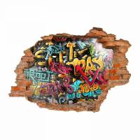149 Wandtattoo Graffiti bunt - Loch in der Wand - in 6 Größen - Kinderzimmer Jugendzimmer Wandbild Wanddeko Teenager Bild 1