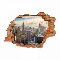 146 Wandtattoo New York Manhattan - Loch in der Wand - in 6 Größen - Big Apple Wandbild Teenager Jugendzimmer Wanddeko Bild 1