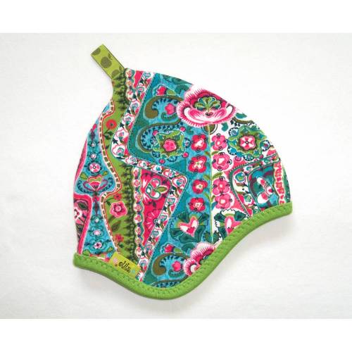 Wendemütze - Mütze - Wende-Zipfelmütze BLÜTEN/RINGEL - KU 44/46 - Einzelstück!