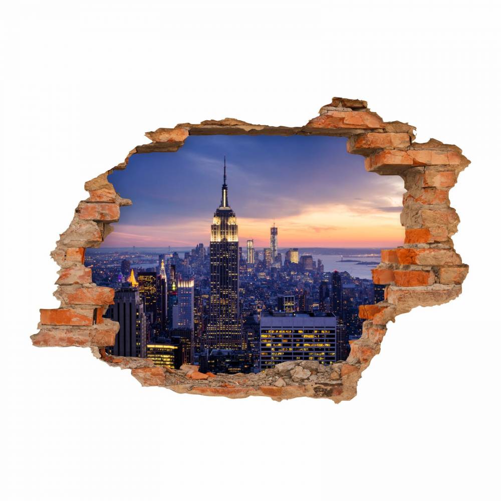 145 Wandtattoo New York Empire State Building - Loch in der Wand - in 6 Größen - Sticker Aufkleber Cooles Wandbild Teenager Jugendzimmer Bild 1
