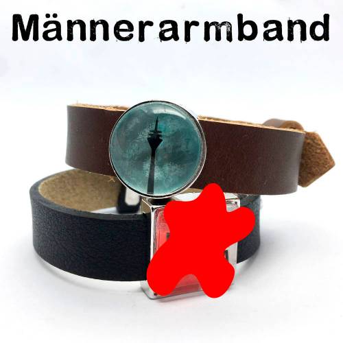 Leder-Armband für Düsseldorfer Jongs mit 1x Motiv-Element nach Wahl