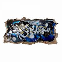 148 Wandtattoo Graffiti blau grau - Loch in der Wand - in 6 Größen - Cooles Wandbild Wanddeko Teenager Jugendzimmer Bild 1