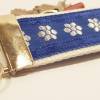 Feines Schlüsselband weiß 15cm seidig blau mit weißen Blüten Schlüsselanhänger Bild 2
