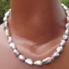 Echte Keshi-Perlenkette malve mit geschmiedetem Silberschloß Bild 7