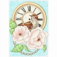 Maxi Postkarte „Clockbird“ | Künstlerpostkarte Bild 1