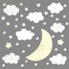 137 Wandtattoo Mond mit Wolken und Sternen weiß pastellgelb - in 6 vers. Größen - süße Baby Kinderzimmer Wanddeko Aufkleber Sticker Bild 2