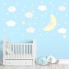 137 Wandtattoo Mond mit Wolken und Sternen weiß pastellgelb - in 6 vers. Größen - süße Baby Kinderzimmer Wanddeko Aufkleber Sticker Bild 4