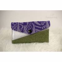 Smartphone-Tasche Mini-Geldbeutel Kuori in violett, glitzer-grün und silber Bild 1