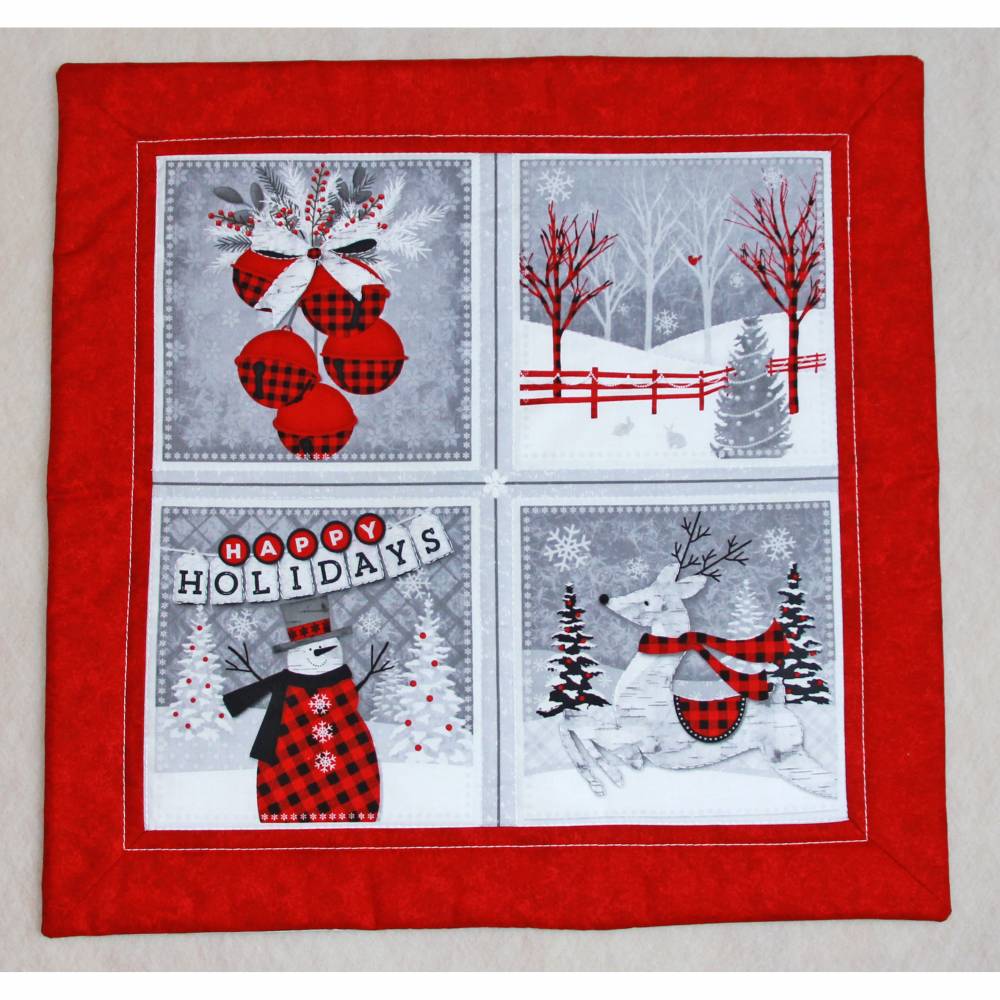 Tischdecke Weihnachten Grau Weiss Rot